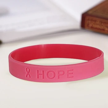 1 VNT Kovotojas Krūties Vėžio Sąmoningumo Apyrankė Silikono Tikiuosi, Sąmoningumo Moterų Silikagelio Apyrankės Dropship Didmeninės