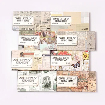 100 Vnt/dėžutėje Derliaus Washi Lipdukų Rinkinys Antikvariniai Naujienos Popieriaus Žemėlapį Gėlių 