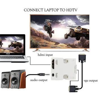 1080P HDMI į VGA Konverteris Moterų ir Vyrų Skaitmeninio Į Analoginį HD VGA, Audio Video Konverteris, skirtas PC Nešiojamas TV Box Projektorius