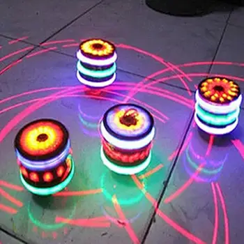 1pcs Mediniai Šviesos Muzikos Gyro Imitacija LED Šviesos Viršų Verpimui Lazerio Medienos Spalvinga Žiburiai Plius Line 