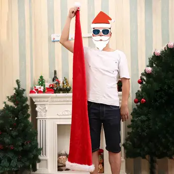 2 dydžių Kalėdų Skrybėlę Šalis-Apdailos Pliušinis Santa-Claus Ilgai Suaugusiųjų/Vaikų Naujųjų Metų Bžūp Kalėdos suknelė Papuošalai