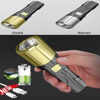 2022 USB Įkrovimo Super Ryškus Žibintuvėlis Nešiojamas Kišenėje Flashlamp Lauko Vandeniui Žibintuvėlis Veikia Kempingas
