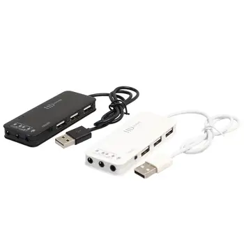 3 Port USB2.0 Hub Išorinę Garso Plokštę, Ausinių, Mikrofono Adapteris Nešiojamas KOMPIUTERIS
