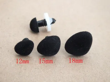 30Pcs/Maišas 12mm/15mm/18mm juodo Plastiko Saugos Trikampis Aksomo Nosis--Kiekvieno dydžio po 10 VNT.