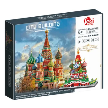 4872pcs+ Rusija Garsaus Architektūros Saint Vasilijus ' s Cathedral, Statyba Blokai 3D Modelį Micro Diamond Plytų Žaislų Kolekcija