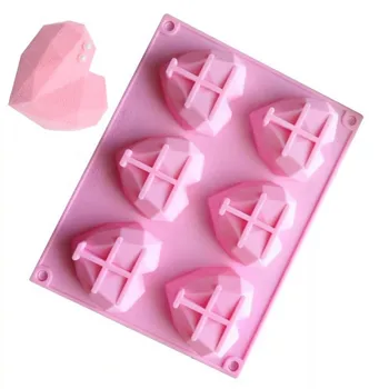 6 Ertmės 3D Putėsiai Bakeware Muilo Formos Pyragaičiai Įrankiai Tortas Diamond Silikono Meilės Pelėsių Dekoravimo Širdies