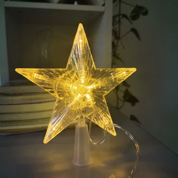 Adornos De Navidad LED Kalėdų Medis Viršų Žibintai Šviesos Žvaigždė Šviesos Eilutę Baterija Langą Penkerių-pažymėjo Žvaigždutė Kalėdinė Dekoracija