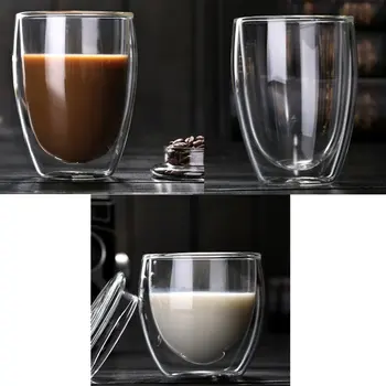 Atsparus Karščiui Dukart Sienos Izoliacija Stiklo Espresso Puodeliai Latte Kavos Akiniai/Viskis/Kavos Puodelis/Arbata Puodelis