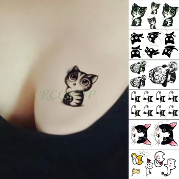 Atsparus vandeniui Laikina Tatuiruotė Lipdukas cute kačių animacinių filmų maža tatuiruotė netikrą tatto 