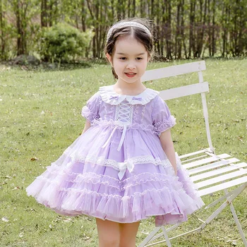 Baby Girl Lolita Princess Kamuolys Chalatai Merginos ispanijos Turkijos Suknelės Kūdikio Gimtadienio Ramadanas Suknelė Vaikų GZB070