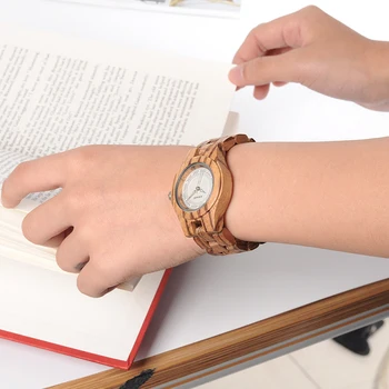 BOBO PAUKŠČIŲ moterų laikrodžiai, Mediniai Moterų Riešo Žiūrėti Su Kvarco Deimantų Laikrodžiai Lankstymo Sagtimi Dovanų Dėžutėje Ponios logotipą