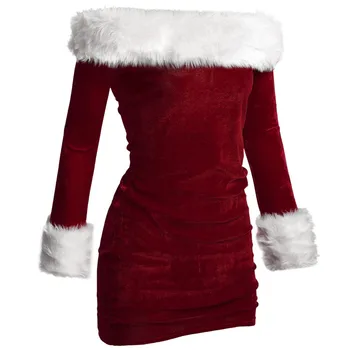Deluxe Aksomo Kalėdų Senelio Kostiumas Mergaitėms Seksualus Suaugusių Moterų Kalėdų Kostiumai Naujųjų Metų Išgalvotas Suknelės