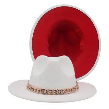 Didmeninė fedora moterys vyrai fedoras balta raudona dviejų atspalvių pajuto bažnyčios skrybėlę unisex džiazo skrybėlę vyrų ir moterų didmeninės kainos