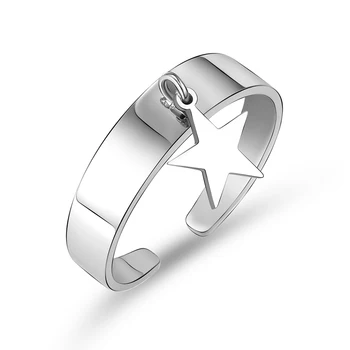 Didmeninė Unisex Star Pakabukas Žiedai Vyrams, Moterims, Nerūdijančio Plieno, Klasikinis Reguliuojamo Atidaryti Žiedas Dovana Draugui Moterų Papuošalai