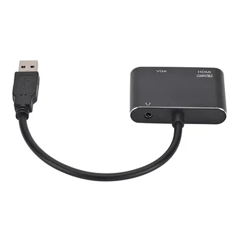 DISOUR USB3.0-HDMI-VGA Adapteris, suderinamas Vairuotojas-free 2in1 USB į HDMI suderinamus Konverteris, skirtas Windows 7/8/10 OS sistema