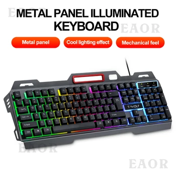 EAOR RGB Laidinio Žaidimų Klaviatūra metalinę Žaidimų Klaviatūra 104 Klavišą Mechaninė Jaustis Klaviatūros Nešiojamas Desktop PC Gamer