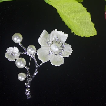 Gana White Pearl Gėlių Segė Fizinis Apvalkalas Flower Skara Sagtis, Ženkliukai Vestuves Papuošalai, Aksesuarai, Vestuviniai Sagės Didelis