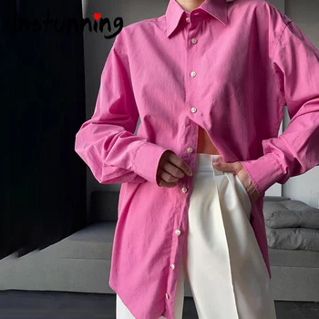 Instunning Moterims Klasikiniai Marškinėliai Ilgomis Rankovėmis Prarasti Palaidinės Mygtuką Aukštyn Office Lady Blusas Rudenį Elegantiškas Streetwear Prašmatnus Viršūnes 2021