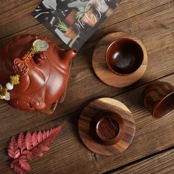 Japoniško stiliaus Mediniai Teacup Smulkūs Stiklo, Medžio masyvo Vandens Puodelį Zizifų Drinkware Retro Medienos Teacup Virtuvės Baras Drinkware