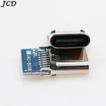 JCD 5VNT USB 3.1 C Tipo Jungtis 14 Pin Female Lizdas talpykla Per Skyles PCB 180 Vertikalus Skydas USB-C