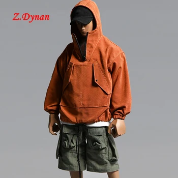 Jiaou Lėlės 1/6 Vyrų streetwear Atsitiktinis megztinis kailis orange pusė zip striukė, juodos kelnės 12