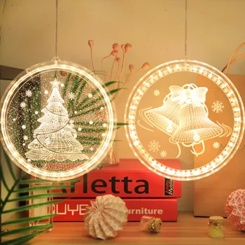 Kalėdų Žiburiai 3D siurbtukas Lango Šviesos Šventė Kambarį Apdailos Nadavid Dekoro USB/baterijos Energijos, LED String Šviesos Girlianda