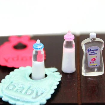 Karšto pardavimo 1set 1:12 Lėlės Namas Miniatiūriniai Kūdikių Buteliukai Šampūno Seilinukai Nustatyti vaikų Darželio Aksesuaras Dovanų