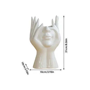 Keramikos Žmogaus Veido Gėlių Meno Vaza Kūrybinis Portretas Vaza Namų Puošybai Skulptūra Amatų Žmogaus Rankų Statula Ornamentu Įmanoma