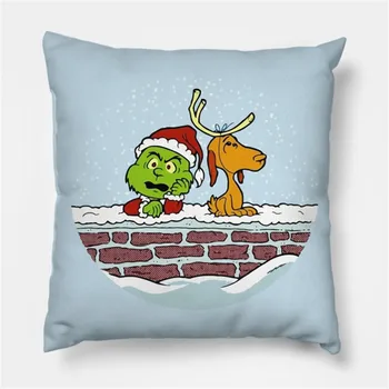 Linksmų kalėdų pagalvėlė Padengti Žalia furry monstras Spausdinti 45*45cm Kalėdų Užvalkalas Dovanos Kalėdos Dekoratyvinės Pagalvėlės, namų