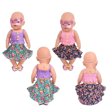 Lėlės drabužių 2vnt Vintage suknelė + batai žaislai tinka priedai 43 cm baby doll 