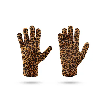 Mados Leopard Megztos Pirštinės Rudenį, Žiemą Dviračiais, Neslidžia Akrilo Pirštinės Unisex Išmaniųjų Telefonų Jutiklinio Ekrano Pirštinės