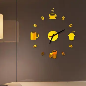 Modernaus Stiliaus Skaitmeninis Laikrodis Arclic Veidrodinė Siena Lipdukas Laikrodžiai Kavinė Pienas, Arbata 