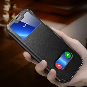 Natūralios Odos Atveju Iphone, 13 Pro Mini 13Pro Max Atveju Lange Peržiūrėti Coque 