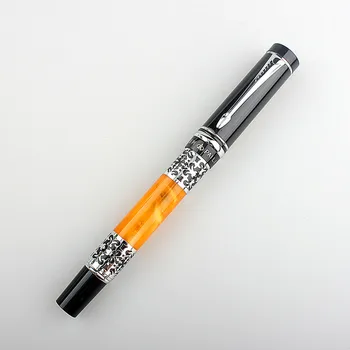 Naujas 808 metalo Kino Orange Fontanas Pen 0,5 mm Plunksnų su Keitikliu aukštos Kokybės Biuro Verslo Rašyti Dovanų Rašalo Rašiklis