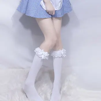 Naujas Lolita Kojinės Moterims, Nėriniai Įmantrybių Kojinės Saldus kelio aukštos kojinės Anime Cosplay Mergaičių Pavasarį, Rudenį Kojų Šilčiau Medvilnės ilgos kojinės