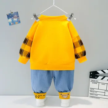 Naują Pavasario Rudens Bamblys Drabužius Berniukas Baby Girl marškinėliai Kelnės 2vnt/rinkiniai Vaikams Animacinių filmų Kostiumų Vaikų Mada Sporto Kostiumai