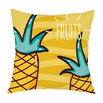 Nemokamai ShippingYellow geometrinis ananasų pagalvės užvalkalą automobilių padengti flannelette spausdinti pagalvėlė 45x45cm