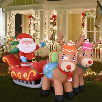 Pripučiamų Kalėdų Senelio Elnių Kalėdų Pripučiamas Žaislas, Lėlė Su LED Šviesos Patalpų viduje Lauko, Sodo, Kalėdos, naujieji Metai Apdaila
