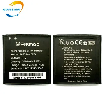 QiAN SiMAi 1PCS PAP3540 DUO 2000mAh Originalus, Aukštos kokybės baterija Prestigio PAP3540 Multiphone