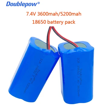 Realių pajėgumų Doublepow 7.4 V 18650 ličio baterija 3600/5200mAh daugkartinio įkrovimo baterija skirta garsiakalbis garsiakalbiai su PCB