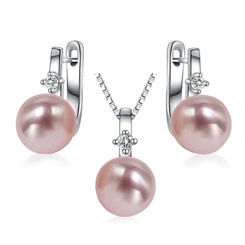 Sinya silver pearl juvelyrika nustatyti 925 sterlingas sidabro auskarai perlų karoliai pakabukas-geriausia dovana moterims Mama karšto pardavimo