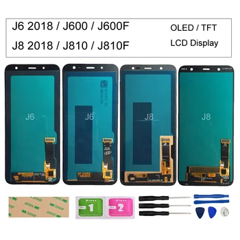 TFT/OLED Samsung J6 2018 J600 J600F LCD Samsung Galaxy J8 2018 J810 J810F lcd Ekranas Jutiklinis Ekranas skaitmeninis keitiklis Asamblėja