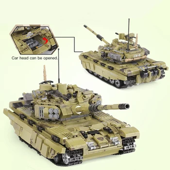 Tironas T-80 Pagrindinis Tankas Modelis Su Paveikslas Blokai Žaislai Plytų WW2 Karinės Serija Vaikams Dovanos