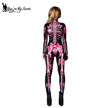[Tu Mano Paslaptis] Helovinas Gotikos Bodysuit Leopard Gyvatės Odos 3D Skaitmeninio Spausdinimo Catsuits Baisu SkeletonFashion Cosplay Clubwear