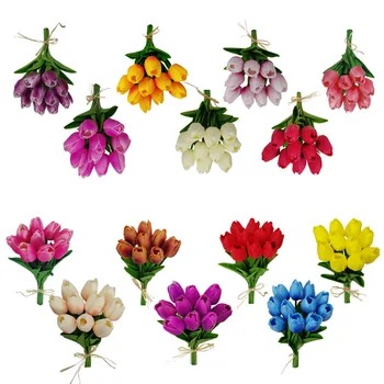 Tulpių Dirbtinių Gėlių 13 Spalvų PU Tulpės Nekilnojamojo Touch Gėlių Tulpių Puokštė Dekoro Mariage Namų Vestuvių Papuošalai Netikrą Gėlių