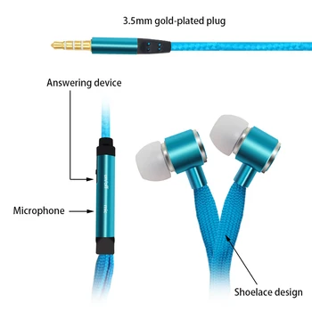 Universalus nėrinių ausines in-ear metalo telefono laidinė laisvų rankų įranga su kviečių super bass ausų mados triukšmo mažinimas