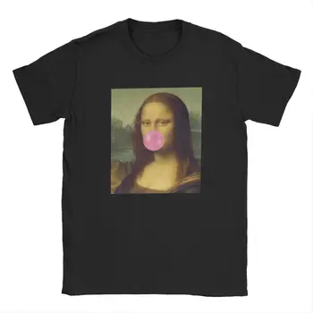 Vyrai T-Shirt Kramtomosios Gumos Mona Lisa Nuostabus Grynos Medvilnės Marškinėliai Trumpomis Rankovėmis Parodija Humoro Marškinėliai Apykaklės, Rūbų, Grafinis
