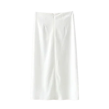 XEASY 2021 Naujas Vasaros Moterų Balta Derliaus Streetwear Atsitiktinis Sijonas Moterų Atsitiktinis Elegantiškas Padalinta Slim Aukštis Juosmens Midi Sijonas
