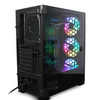 Yeian PC Žaidimų Tuščiaviduriai lauke 2500 juoda, ATX, grūdintas stiklas, Akių, 3 ventiliatoriai, RGB, 3 USB 3.0 ports (YGH-49703)
