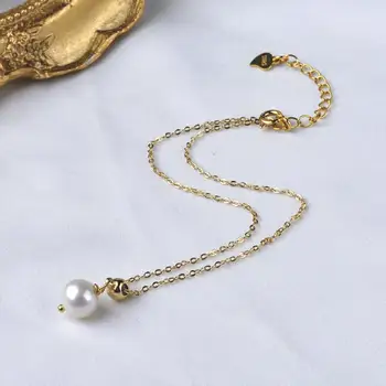 ZHIXI Natūralių Gėlavandenių Perlų Anklet 14 KARATŲ Gryno Aukso Užpildytas Grandinės Originalus Paprasta Stiliaus Rankų darbo Custom Išskirtinį Juvelyrikos Ponios